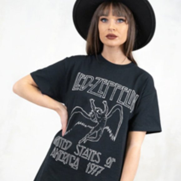 Led Zeppelin 1977 US TOUR ICARUS T-Shirt Black  size medium - Picture 1 of 7